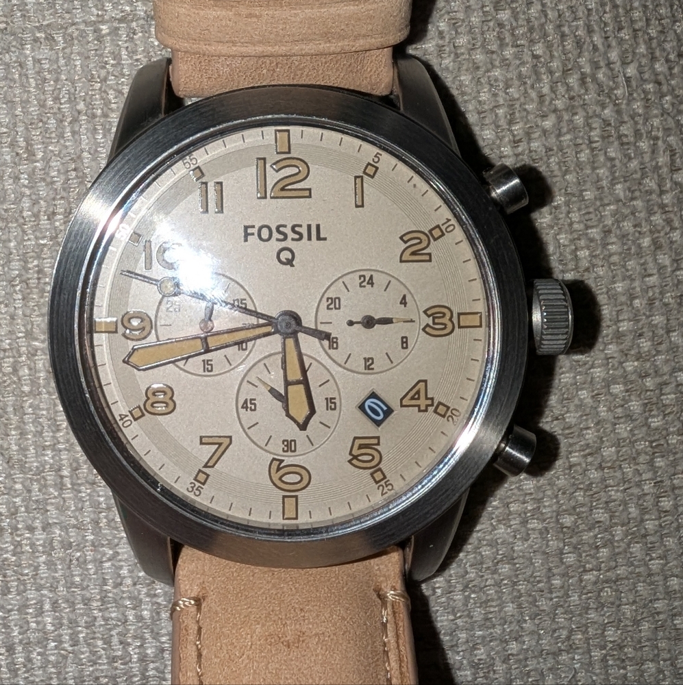 Fossil Q Beige Dial with Tan Leather Strap
